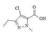 1-甲基-3-乙基-4-氯吡唑-5-甲酸； 
4-Chloro-3-ethyl-1-methyl-1H-pyrazole-5-carboxylic acid；
EMCA